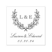 Tampon Auto-encreur Classic Laurel Mariage Monogramme initial (Design)