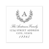 Tampon Auto-encreur Classic Laurel Wreath Monogramme Adresse de retour (Design)