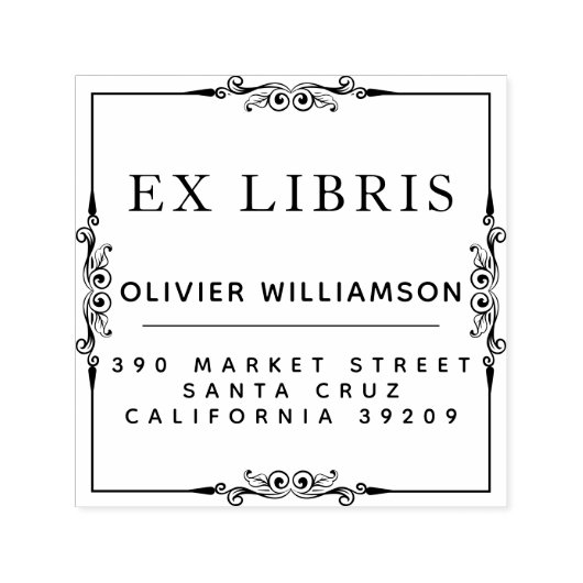 Tampon Auto-encreur Classic Masculine Frame Ex Libris Plaque (Design)