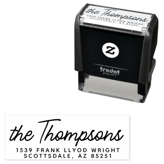 Tampon Auto-encreur Classic Modern Script Mariage Adresse de retour (En situation)