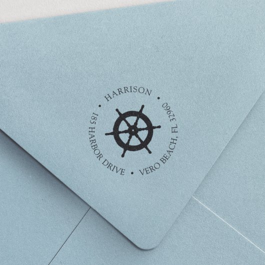 Tampon Auto-encreur Classic Nautical Ships Roue Adresse de retour