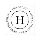 Tampon Auto-encreur Classic Point Circle Monogramme Adresse de retour (Design)