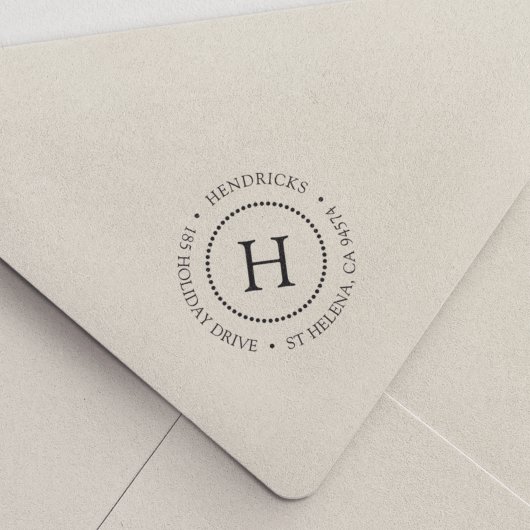 Tampon Auto-encreur Classic Point Circle Monogramme Adresse de retour