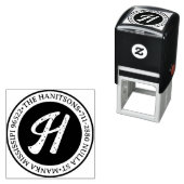 Tampon Auto-encreur Classic Rustic Nom de famille Retour Circulaire d' (En situation)