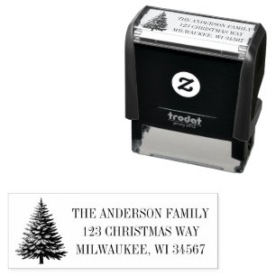 Tampon Auto-encreur Classic Spruce Christmas Tree Adresse de retour