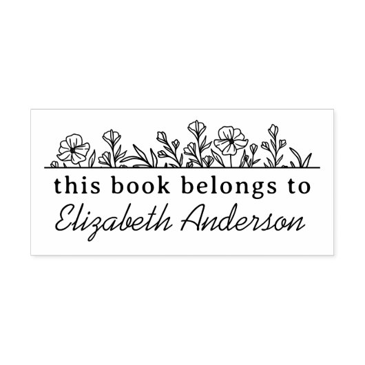 Tampon Auto-encreur Classy Botanical Floral Script Library Bookplate (Design)