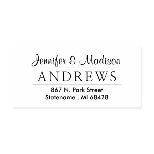 Tampon Auto-encreur Classy Couple Élégant Monogramme Retour Adresse pe (Design)