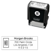Tampon Auto-encreur Classy Name & Monogram Address (En situation)