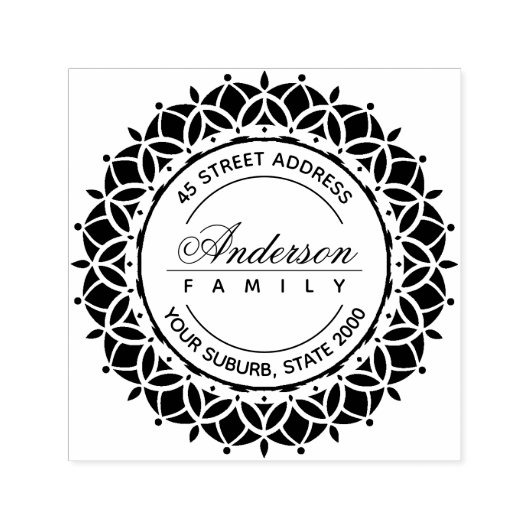 TAMPON AUTO-ENCREUR CLASSY ORNATE PERSONNALISÉ NOM DE FAMILLE RENVOI A (Design)