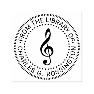 Tampon Auto-encreur Clé de sol de musique Clé de sol ronde Bibliothèqu