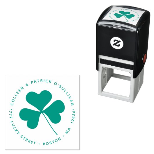 Tampon Auto-encreur Clover Floral Shamrock vert irlandais (En situation)