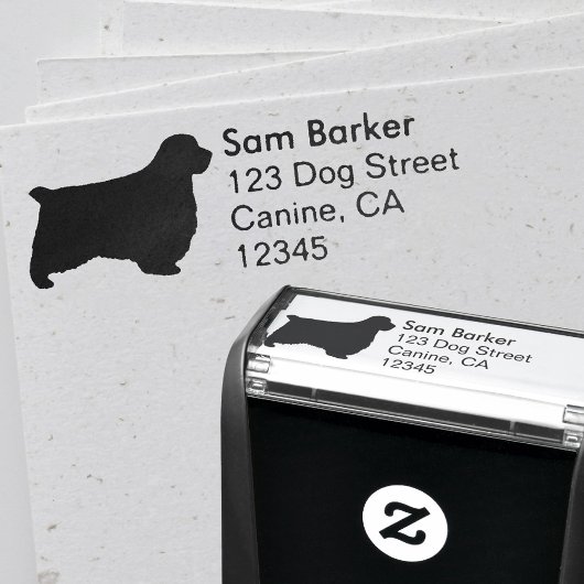 Tampon Auto-encreur Clumber Spaniel Silhouette Adresse de retour