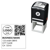 Tampon Auto-encreur Code QR entreprise Retour Adresse Logo professionn (En situation)