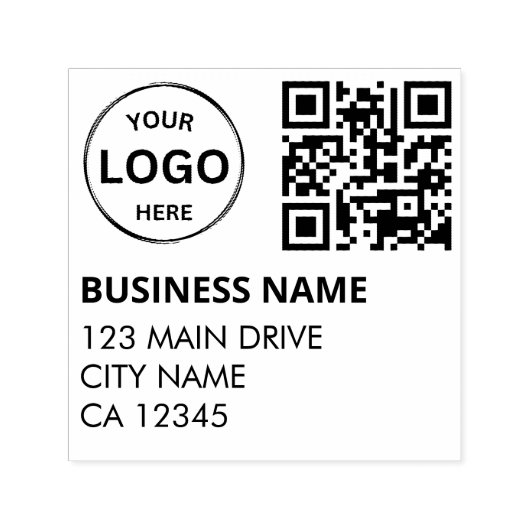 Tampon Auto-encreur Code QR entreprise Retour Adresse Logo professionn (Design)