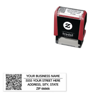 Tampon Auto-encreur Code QR Nom commercial Adresse Timbre auto-encastr