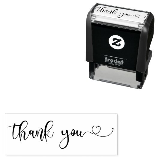 Tampon Auto-encreur Coeur de Merci de script classique (En situation)