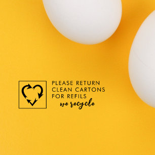 Tampon Auto-encreur Cœur de recyclage Texte personnalisé Carton d'œufs