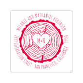 Tampon Auto-encreur Coeur en bois sculpté Mariage rustique Adresse de  (Design)