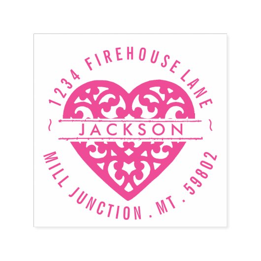 Tampon Auto-encreur Coeur en cercle auto-encre retour Adresse Timbre (Design)