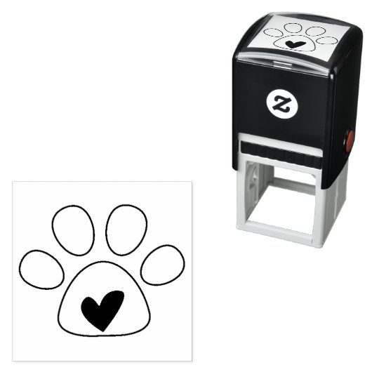 Tampon Auto-encreur Coeur en Paw Chien Love Timbre (En situation)
