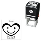 Tampon Auto-encreur coeur heureux personnalisable (En situation)