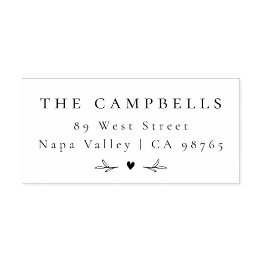 Tampon Auto-encreur Coeur simple et élégant Nom et adresse personnalis (Design)