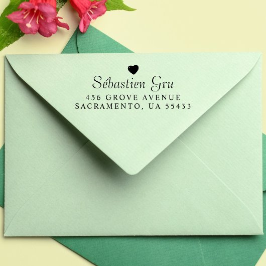 Tampon Auto-encreur Coeur simple | Mariage de nom