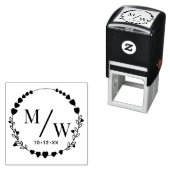 Tampon Auto-encreur Coeurs De Couple 2 Monogramme Initiale Diag Spacer (En situation)