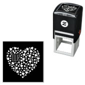 Tampon Auto-encreur Coeurs pleins de coeur Aimer blanc (En situation)