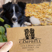 Tampon Auto-encreur Collie Bordure Cute Adresse Chien Personnalisée Ti
