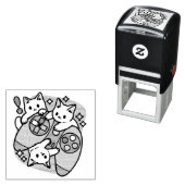 Tampon Auto-encreur Conception de gamer de chat - Purr sur Gamer Joyst (En situation)