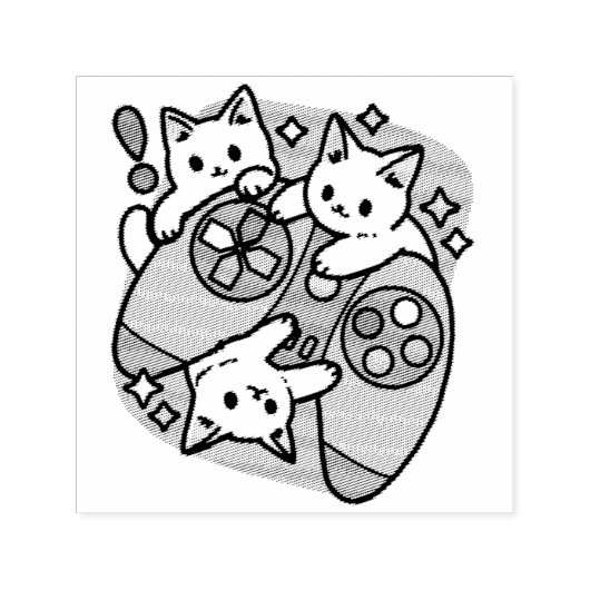 Tampon Auto-encreur Conception de gamer de chat - Purr sur Gamer Joyst (Design)