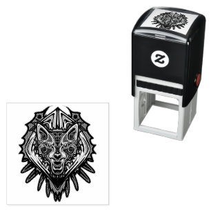 Tampon Auto-encreur Conception de totem tribal Haida Loup