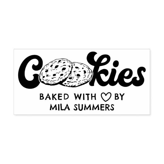 Tampon Auto-encreur Cookies cuits avec amour par nom personnalisé (Design)