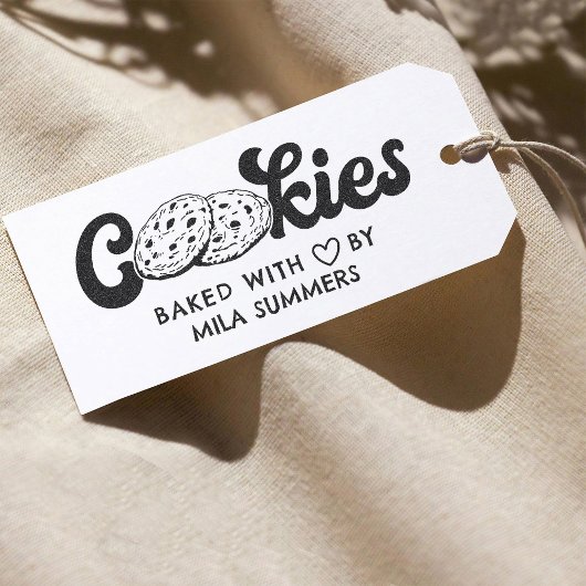 Tampon Auto-encreur Cookies cuits avec amour par nom personnalisé