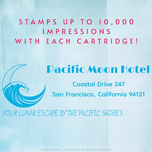 Tampon Auto-encreur Cool Custom Pacific Moon Hotel Logo Adresse de ret