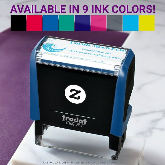 Tampon Auto-encreur Cool Custom Pacific Moon Hotel Logo Adresse de ret