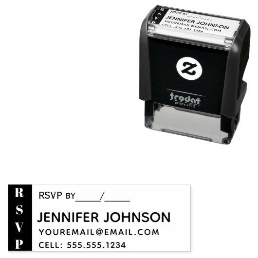 Tampon Auto-encreur Coordonnées RSVP (En situation)