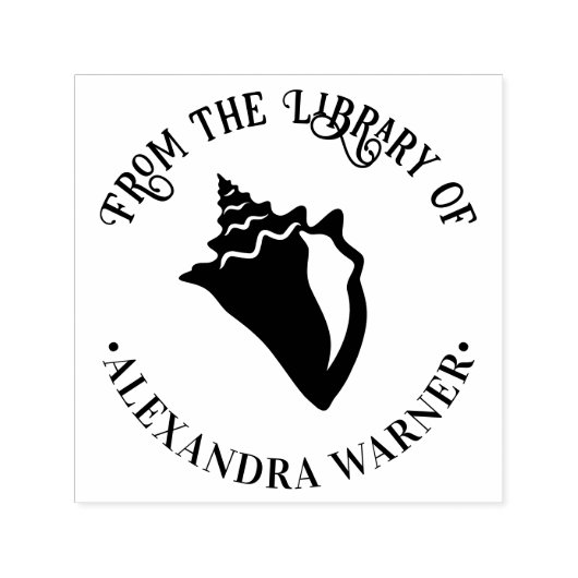 Tampon Auto-encreur Coquille de Conque Élégante Bibliothèque Ronde de  (Design)