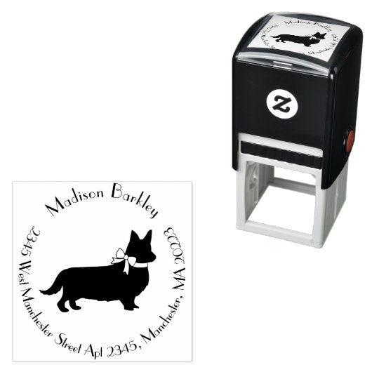 Tampon Auto-encreur Corgi Chien Chien Pembroke Welsh (En situation)