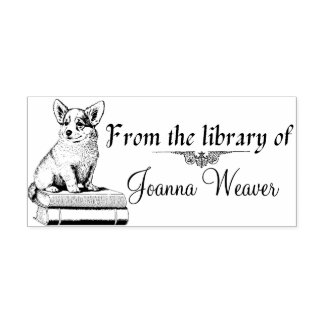 Tampon Auto-encreur Corgi sur les livres Stamp auto-encastré personnal