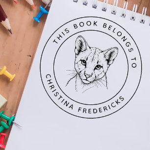 Tampon Auto-encreur Cougar Cat Ce Livre Appartient Au Nom Du Jeune