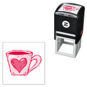 Tampon Auto-encreur Coupe De Café Avec Timbre Coeur (En situation)