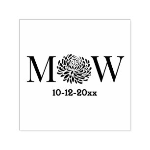 Tampon Auto-encreur Couple de chrysanthèmes Mariage 2 Initial Monogram