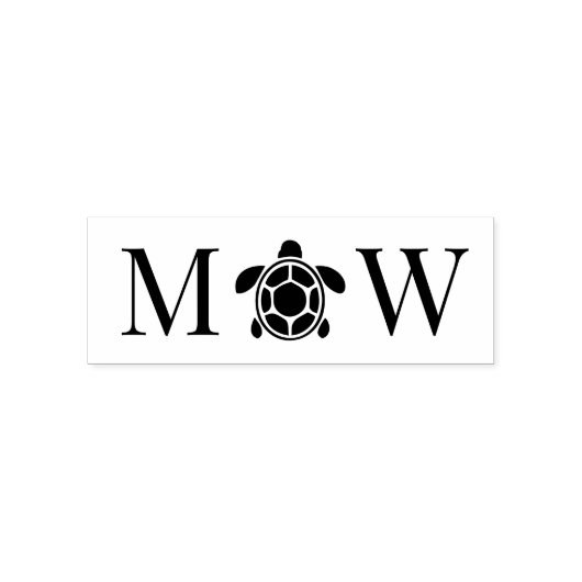 Tampon Auto-encreur Couple de Tortues Marines Mariage 2 Monogramme Ini (Design)