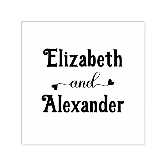 Tampon Auto-encreur Couple deux nom Fancy Heart"et" #1LG (Design)