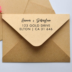 Tampon Auto-encreur Couple tendance Adresse du Mariage de script
