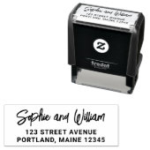 Tampon Auto-encreur Courbe en gras Script Couple Nom Adresse de retour (En situation)