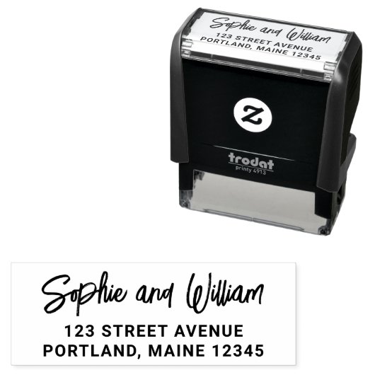 Tampon Auto-encreur Courbe en gras Script Couple Nom Adresse de retour (En situation)