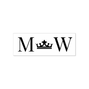 Tampon Auto-encreur Couronne #2 Couple Mariage 2 Monogramme Initial